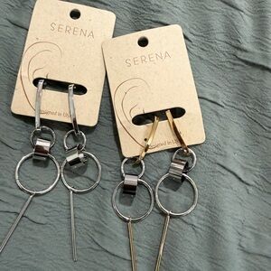 Silver + silver and Gold Dangle Earrings